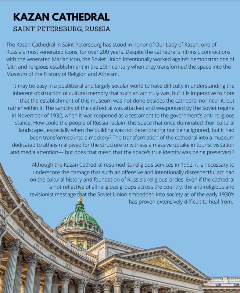Kazan Cathedral Text Explaining Soviet Regime's Repurposing Of Important Cathedral Into Museum of Atheism