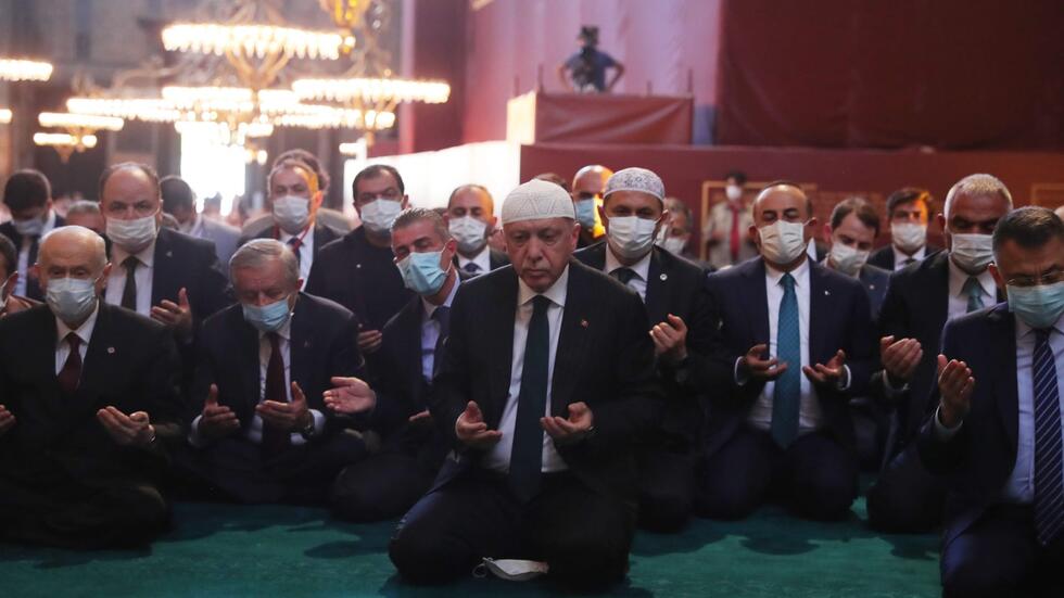 erdogan at prayer in hagia sophia
